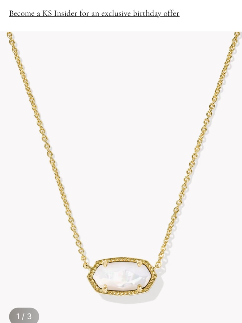 Kendra Scott Gold Necklace with White Stone Oval Pendant